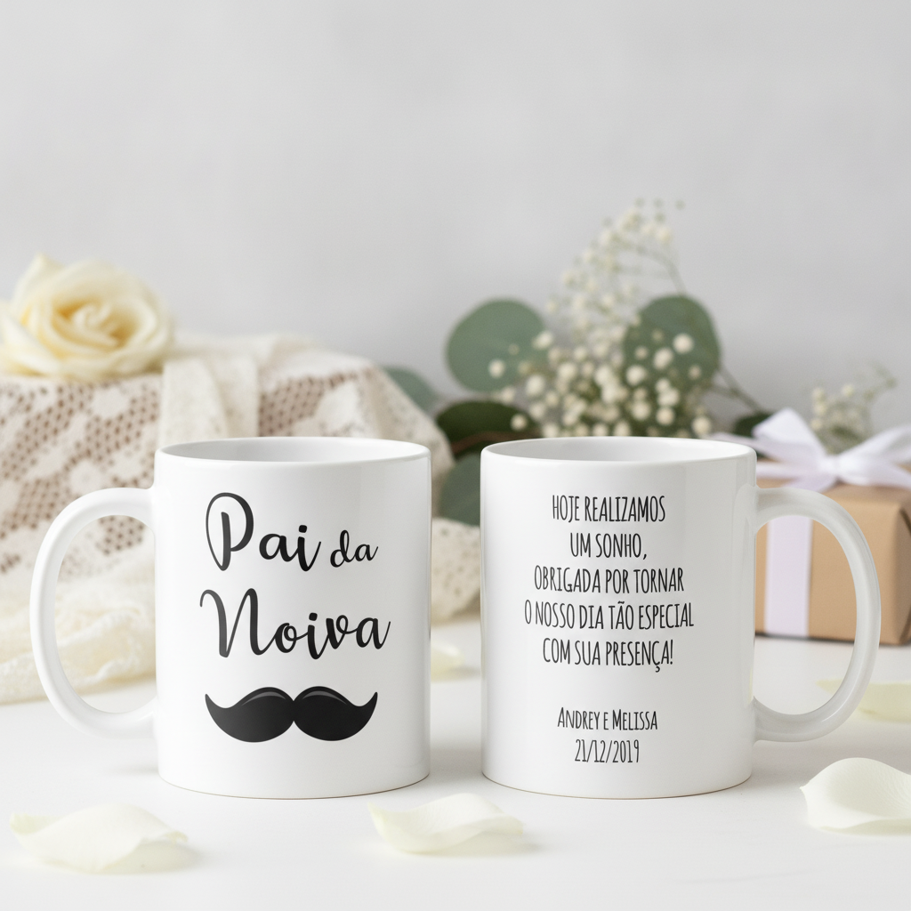 Caneca Personalizada Criativa Pai da Noiva Casamento Bigode - Casamento (Noiva)