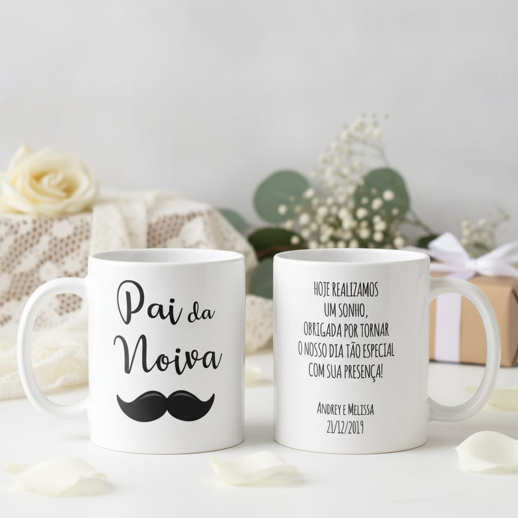Caneca Personalizada Criativa Pai da Noiva Casamento Bigode - Casamento (Noiva)