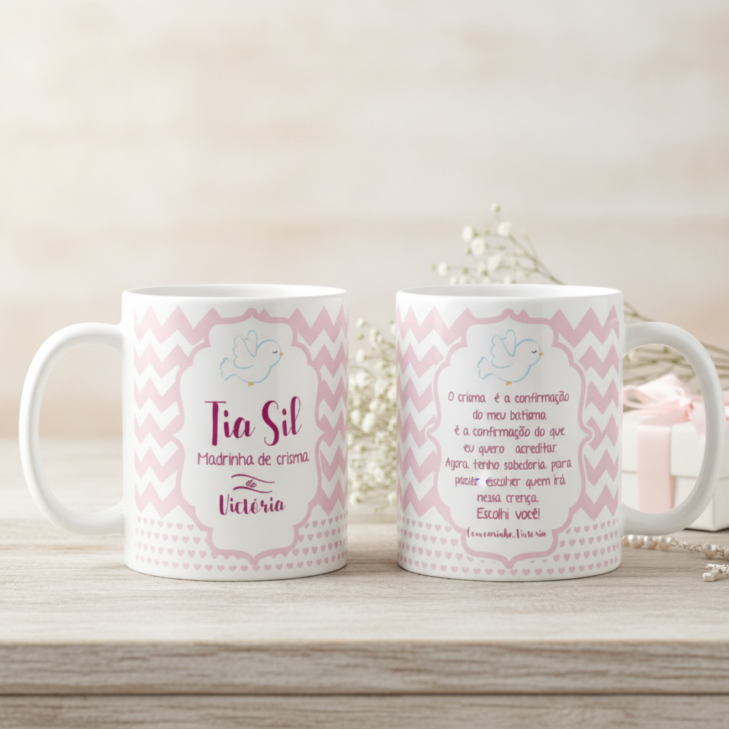 Caneca Personalizada Crisma Presente Especial Madrinha - Batizado (Madrinha)