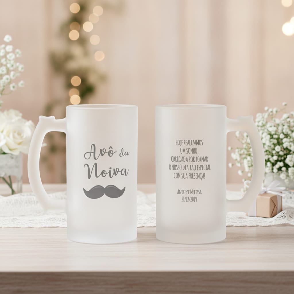 Caneca Personalizada de Chopp Avô da Noiva Bigode - Casamento (NNoiva/Avô)