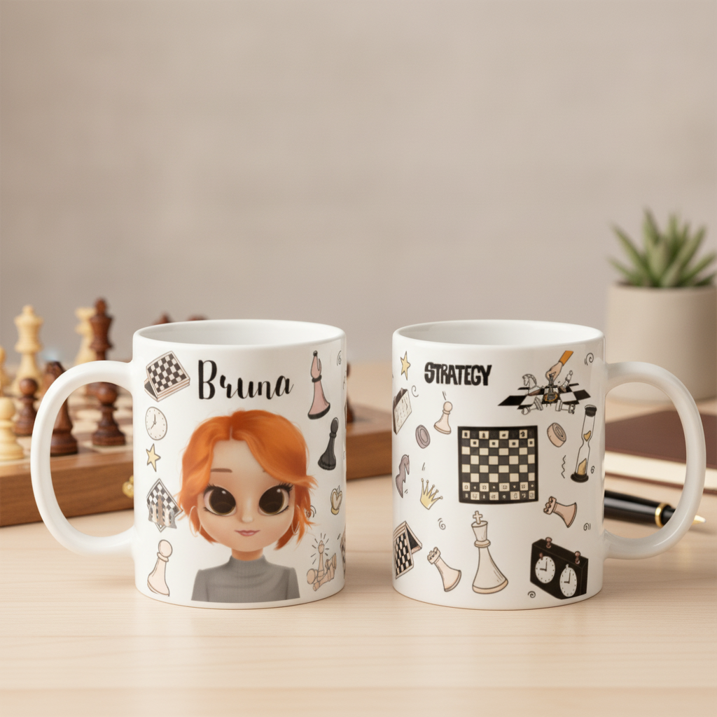 Caneca Personalizada de Jogo de Xadrez Xadrezista Enxadrista - Hobbies (Enxadrista Xadrez com nome e avatar)