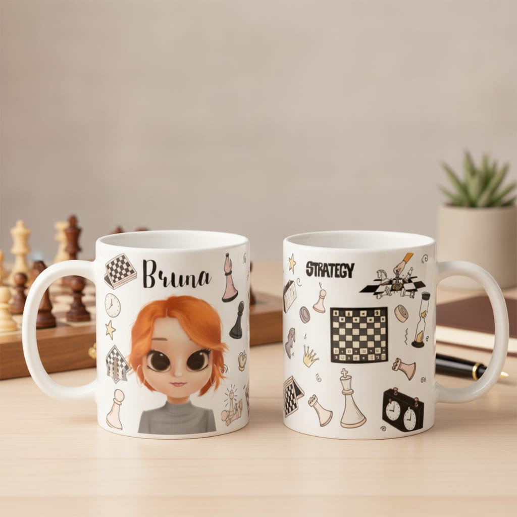 Caneca Personalizada de Jogo de Xadrez Xadrezista Enxadrista - Hobbies (Enxadrista Xadrez com nome e avatar)