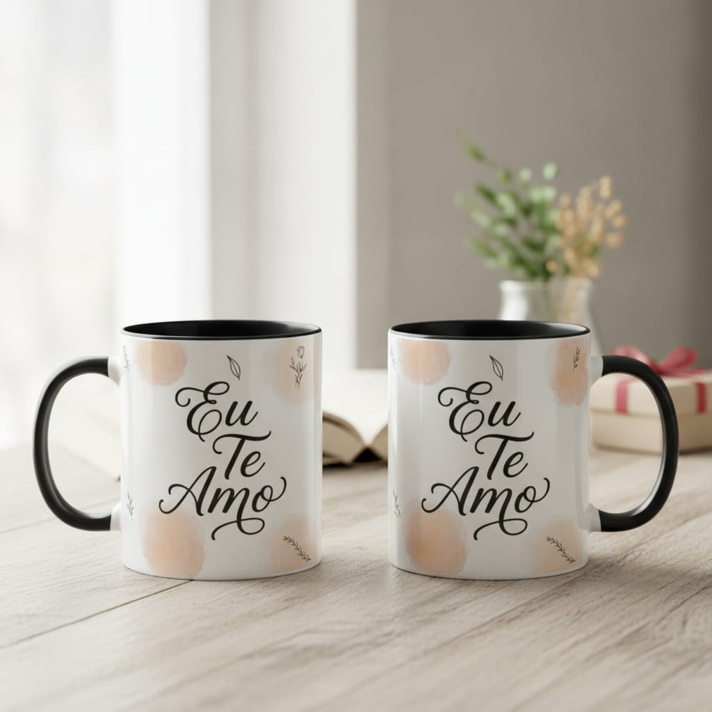 Caneca Personalizada Declação de Amor Eu Te Amo - Preta - Outros (Casal)