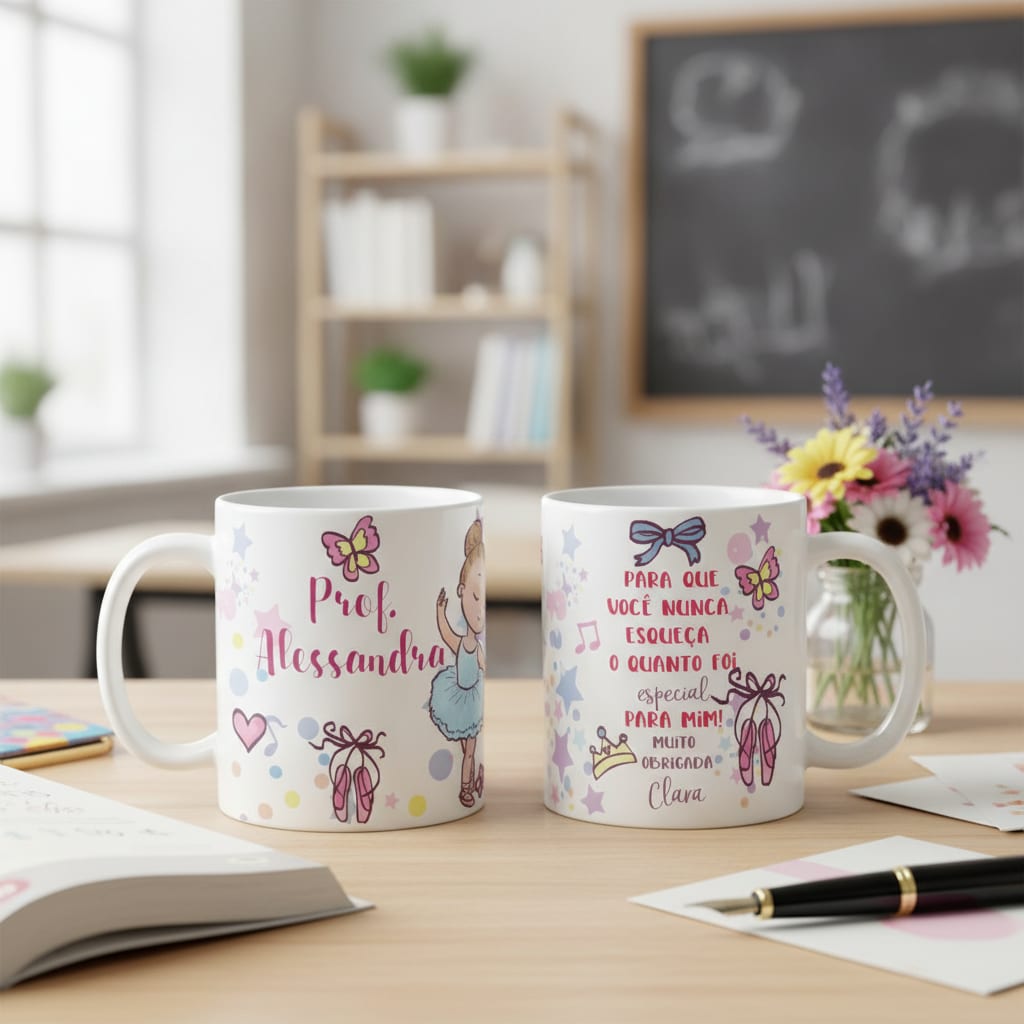 Caneca Personalizada Delicada as Professoras Bailarinas - Dia dos Professores (Ballet)