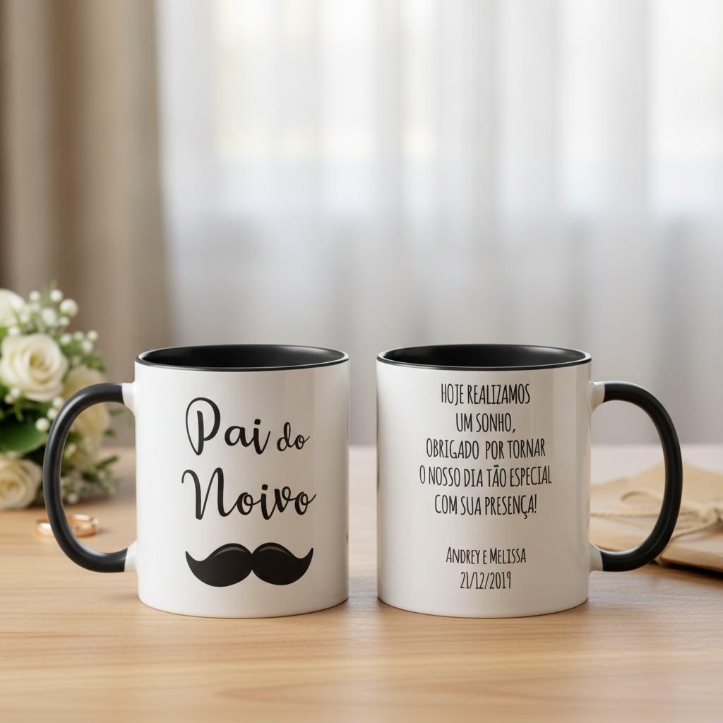 Caneca Personalizada Divertida Pai do Noivo Casamento Bigode - Casamento (Noivo)