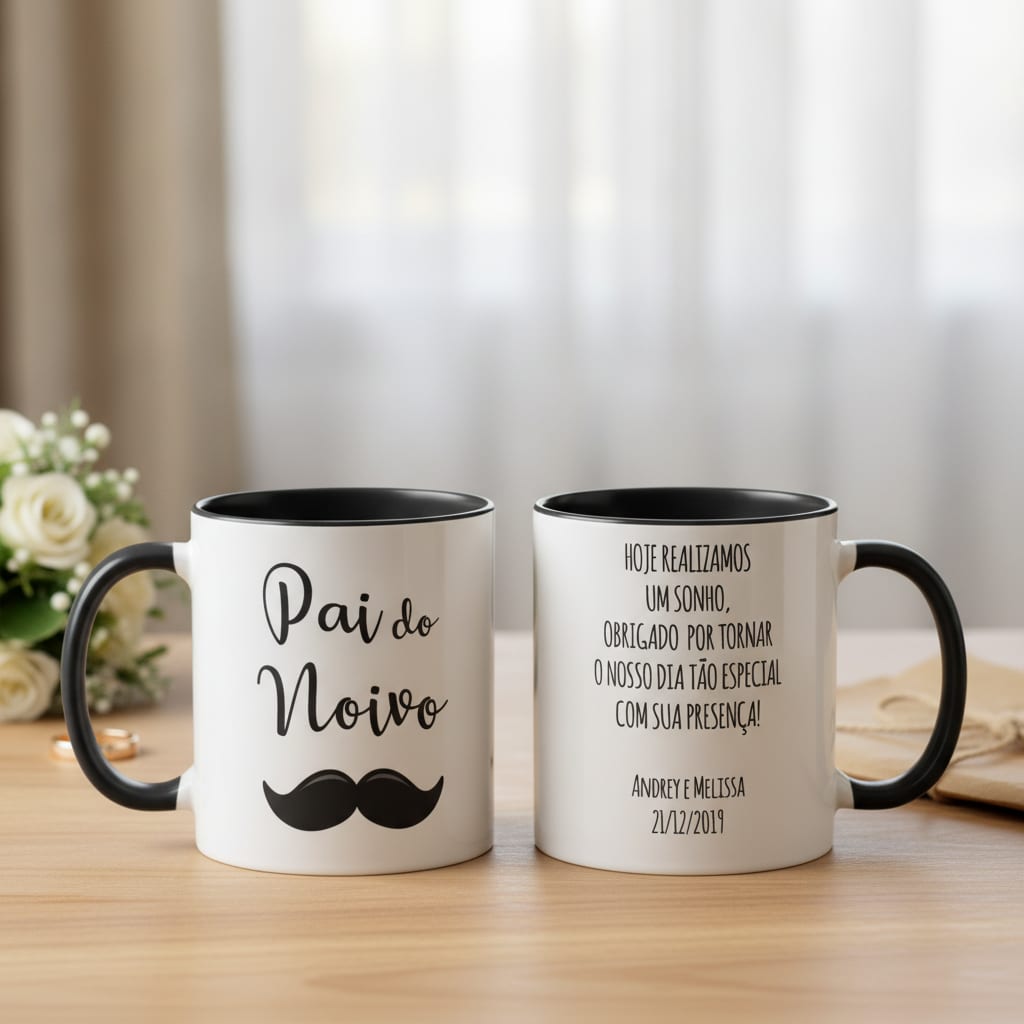 Caneca Personalizada Divertida Pai do Noivo Casamento Bigode - Casamento (Noivo)