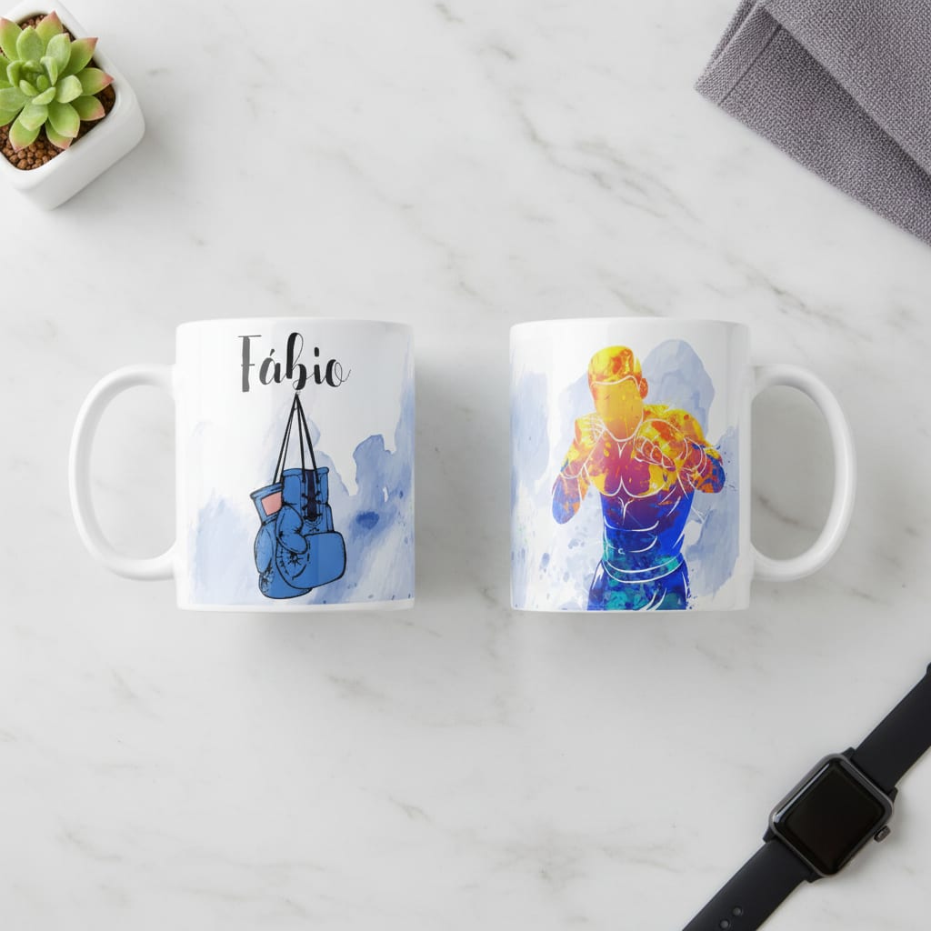 Caneca Personalizada e Criativa Boxe Luta Lutador com o Nome - Profissões (Lutador(a))