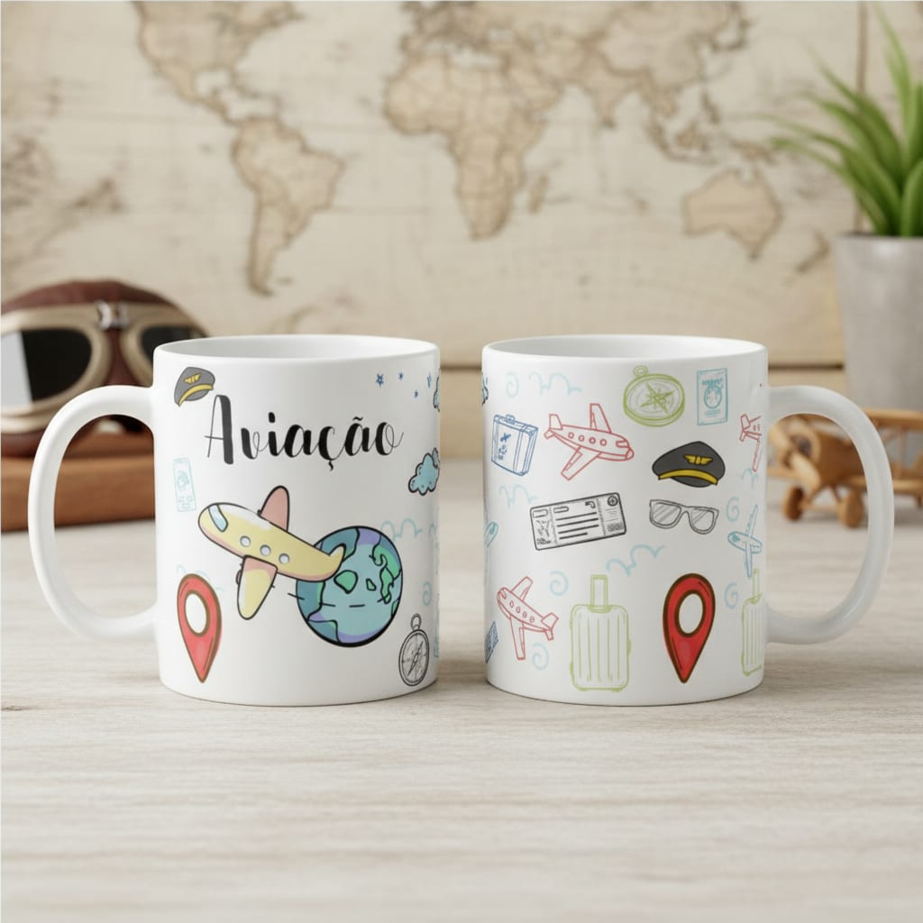 Caneca Personalizada e Divertida de Aviação Profissão Piloto - Profissões (Piloto)