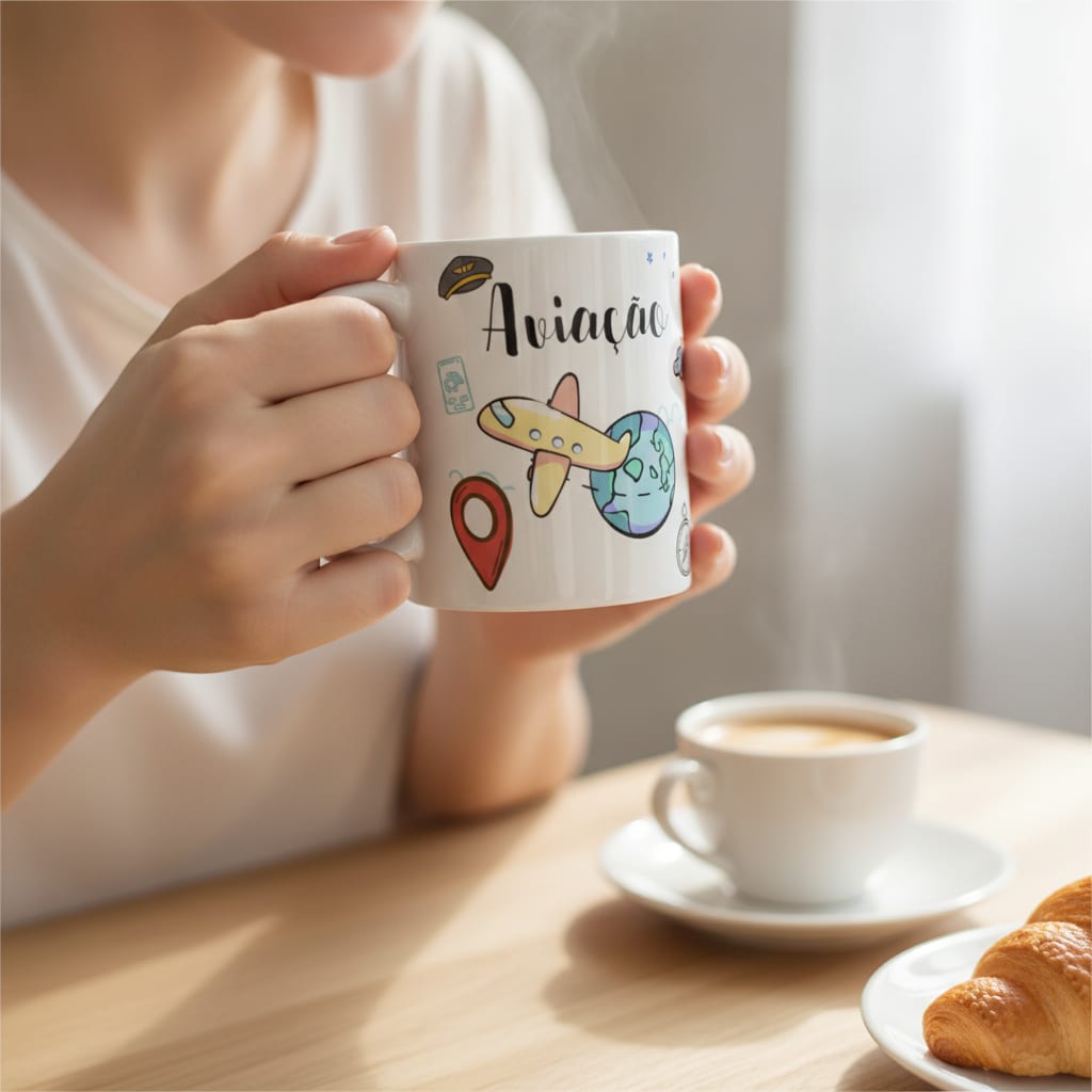 Caneca Personalizada e Divertida de Aviação Profissão Piloto