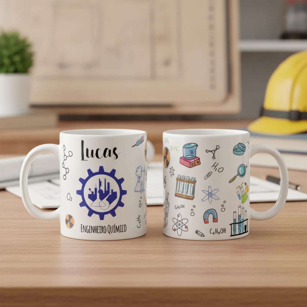 Caneca Personalizada Engenharia Química com Nome - Profissões (Engenheiro(a))
