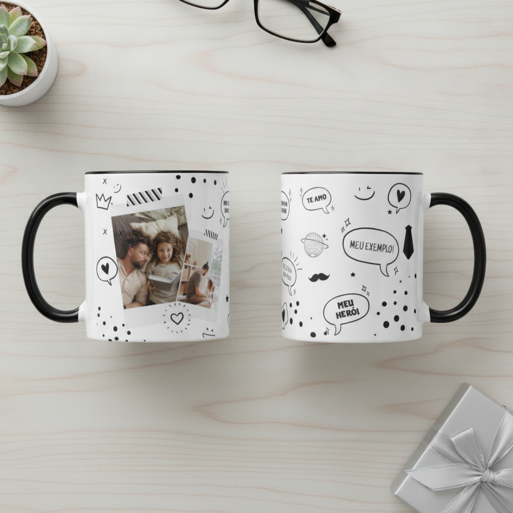 Caneca Personalizada Especial para Dia dos Pais com Foto - Família (Pai)