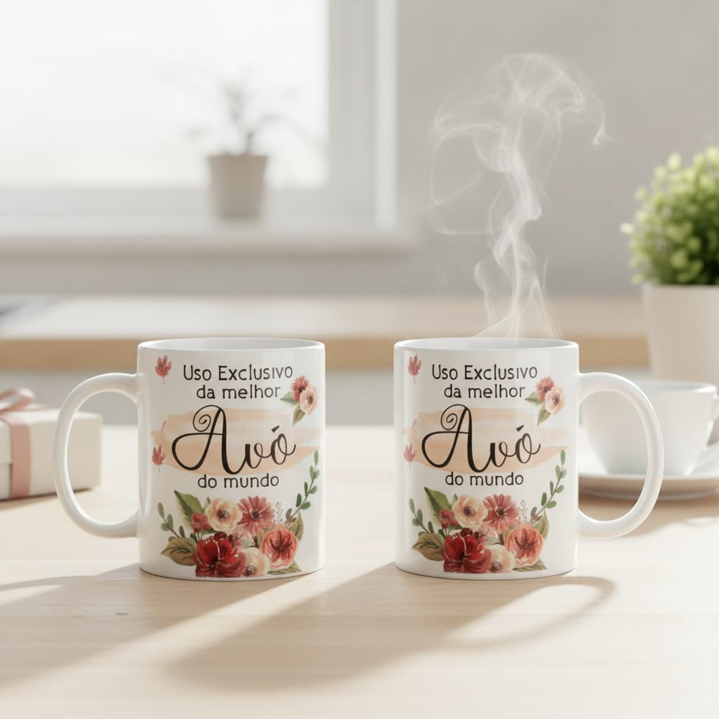 Caneca Personalizada Exclusiva p/ Melhor Avô do Mundo Floral - Família (Avó)