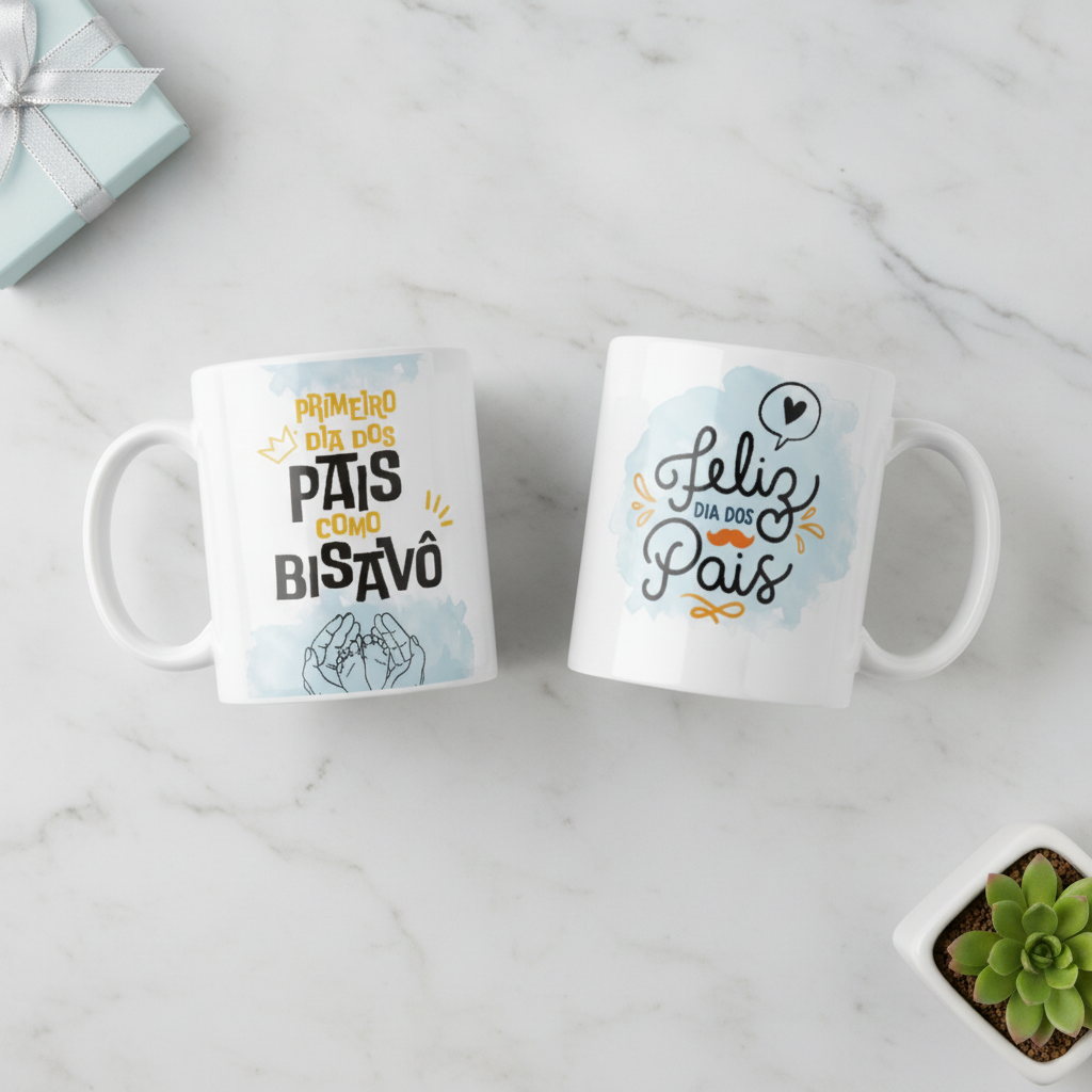 Caneca Personalizada Família Primeiro Dia dos Pais Como Biso - Família (Pai/Vovô/Biso)
