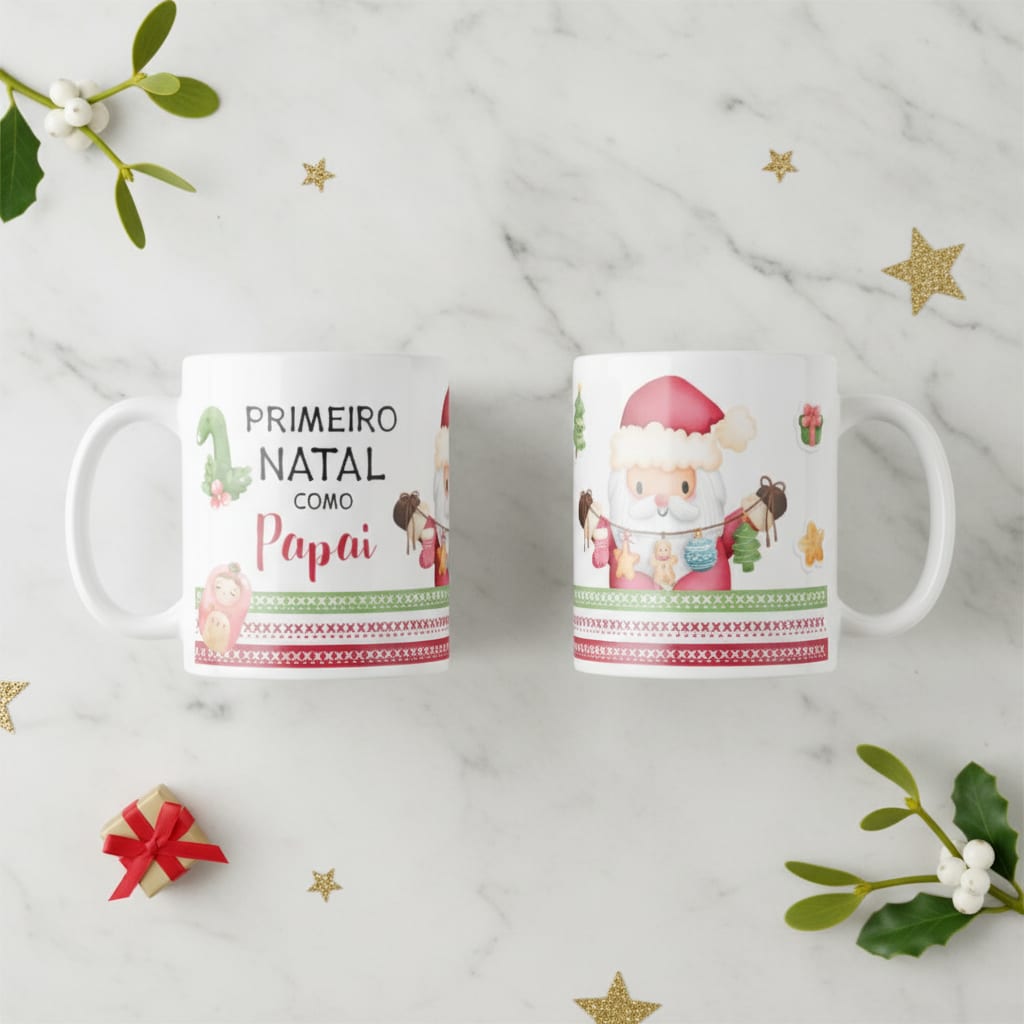 Caneca Personalizada Família Primeiro Natal como Pai Papai - Família (Pai)