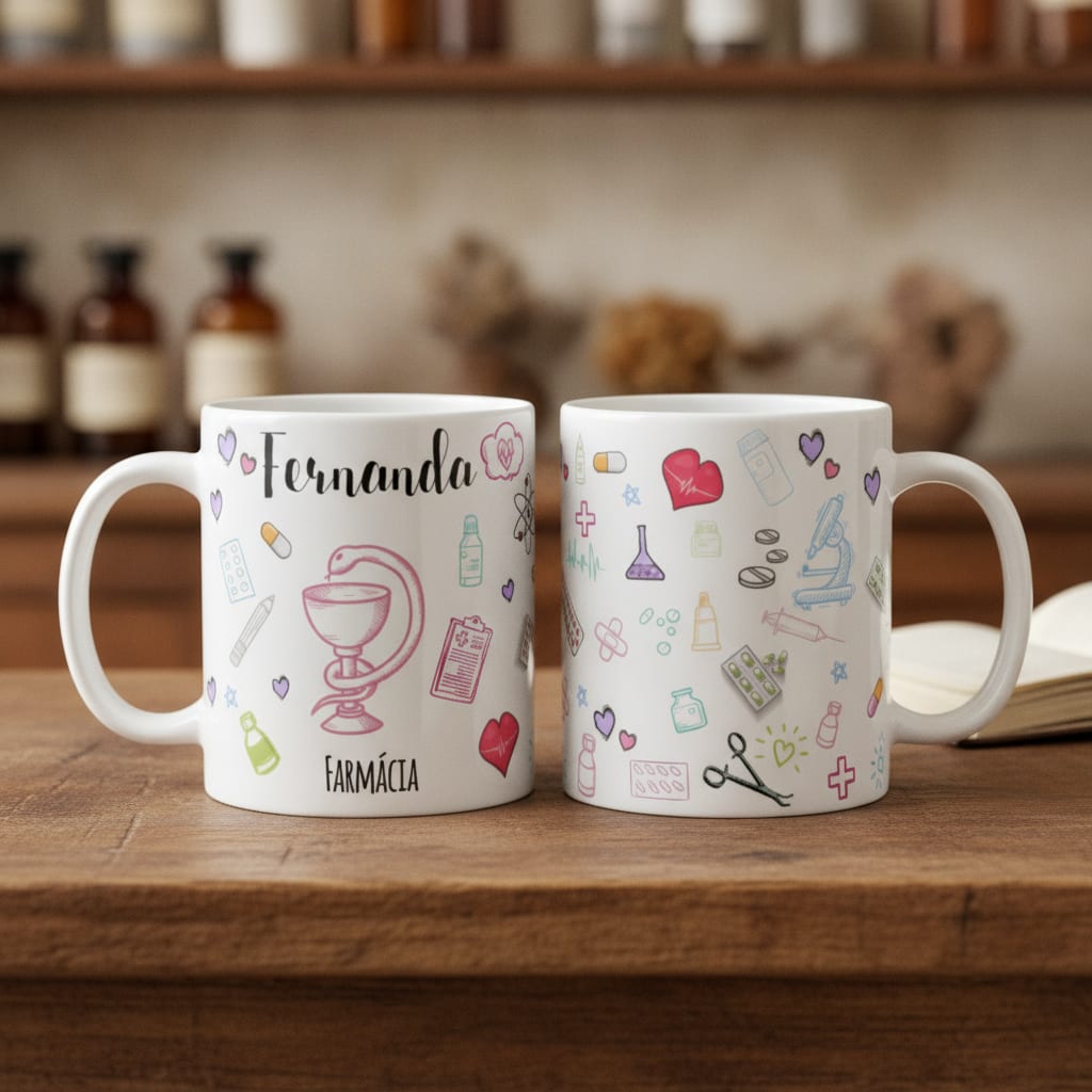 Caneca Personalizada Farmácia Profissão Farmacêutica - Profissões (Farmacêutico(a))