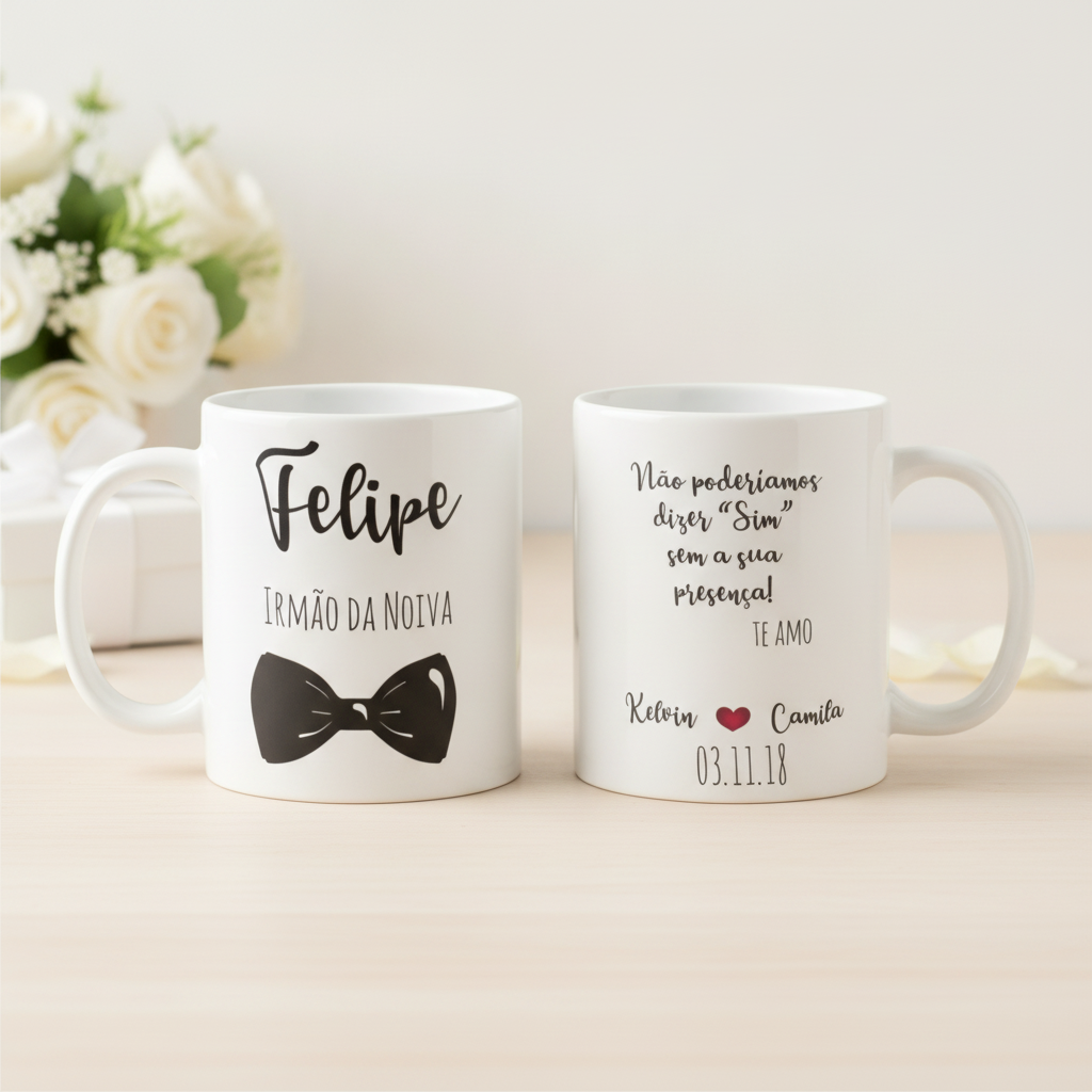 Caneca Personalizada Irmão da Noiva Casamento Gravata - Casamento (Noiva)