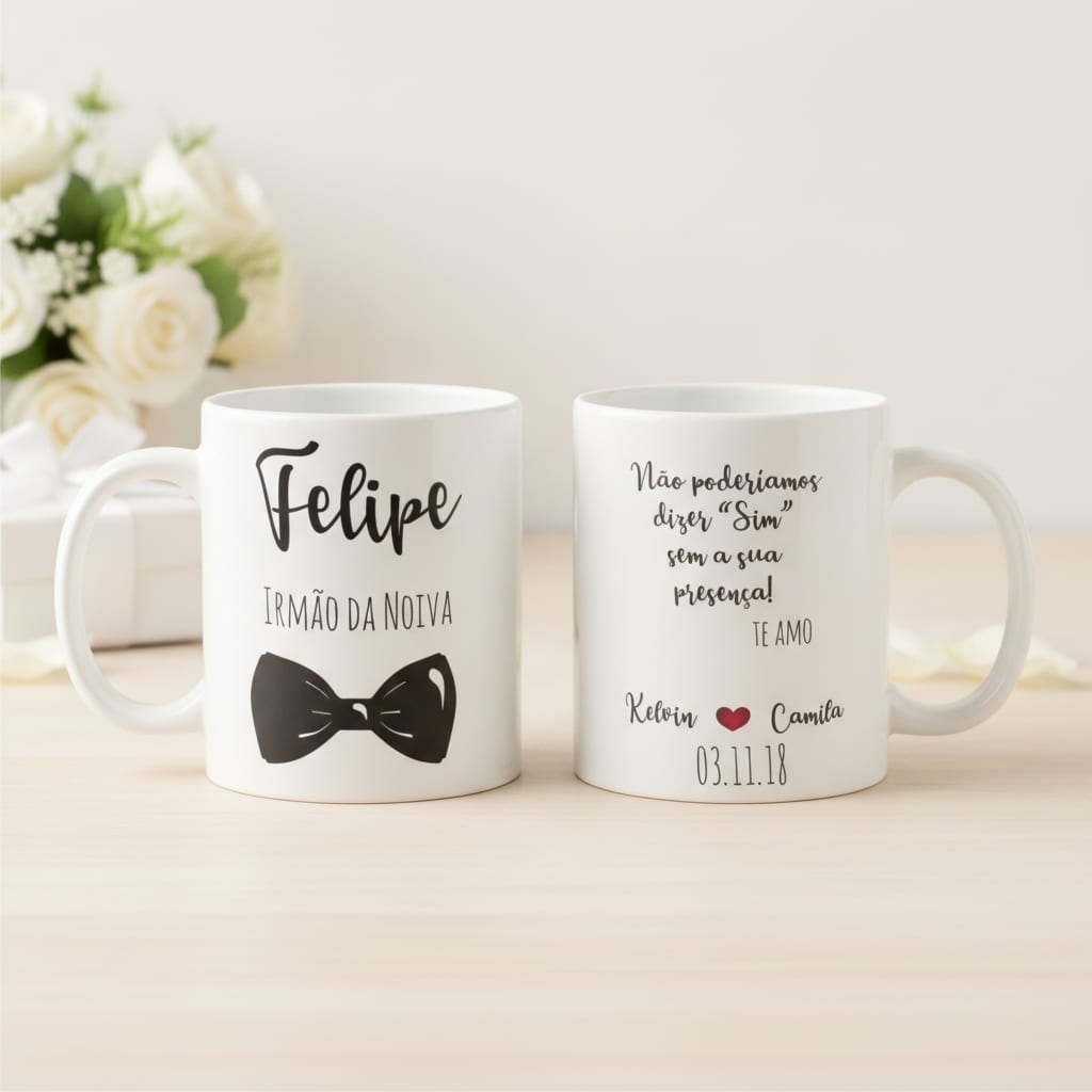 Caneca Personalizada Irmão da Noiva Casamento Gravata - Casamento (Noiva)