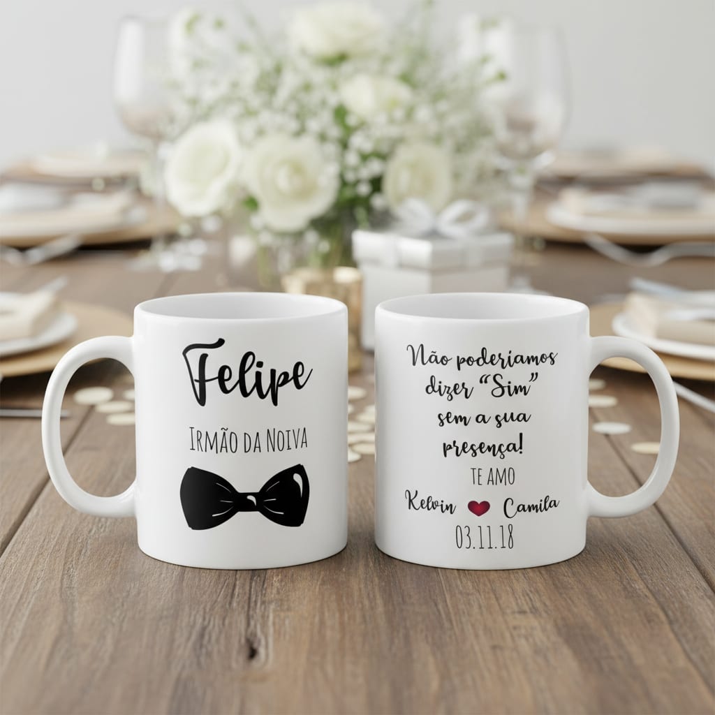 Caneca Personalizada Irmão da Noiva de Casamento Gravata - Casamento (Irmão da Noiva)