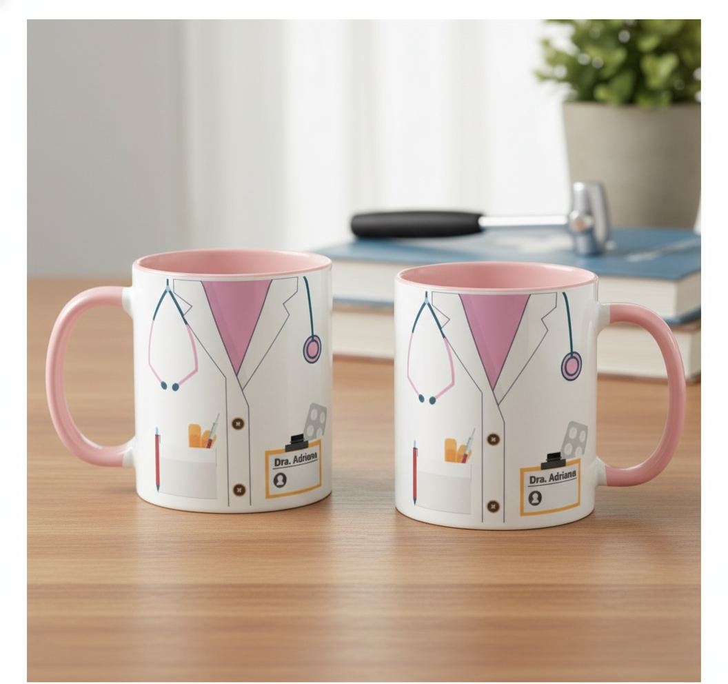 Caneca Personalizada Jaleco Médica Profissão Medicina - Profissões (Médico(a))
