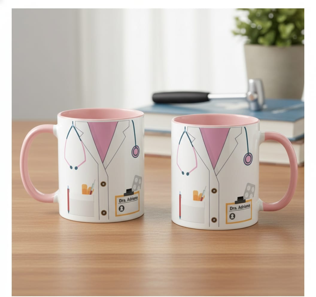 Caneca Personalizada Jaleco Médica Profissão Medicina - Profissões (Médico(a))