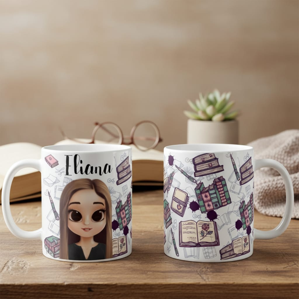 Caneca Personalizada Leitora com Avatar - Hobbies (Leitura)