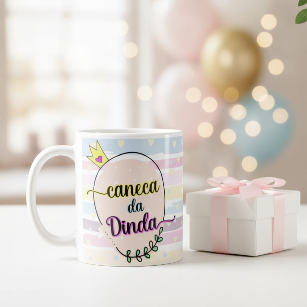 Caneca Personalizada Lembrança Batizado Presente para Dinda