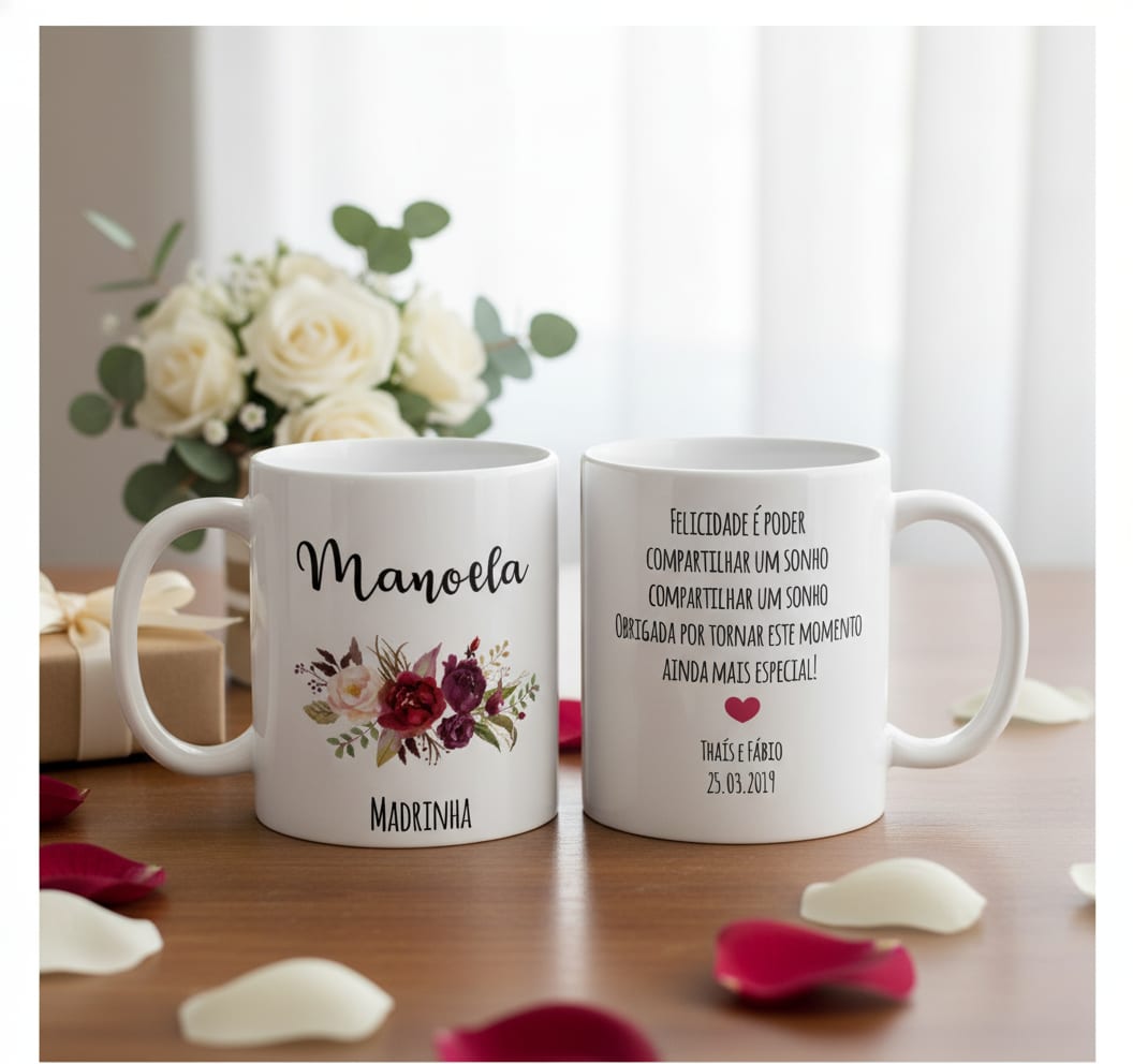 Caneca Personalizada Madrinha Lembrança Casamento Marsala - Casamento (Madrinha)