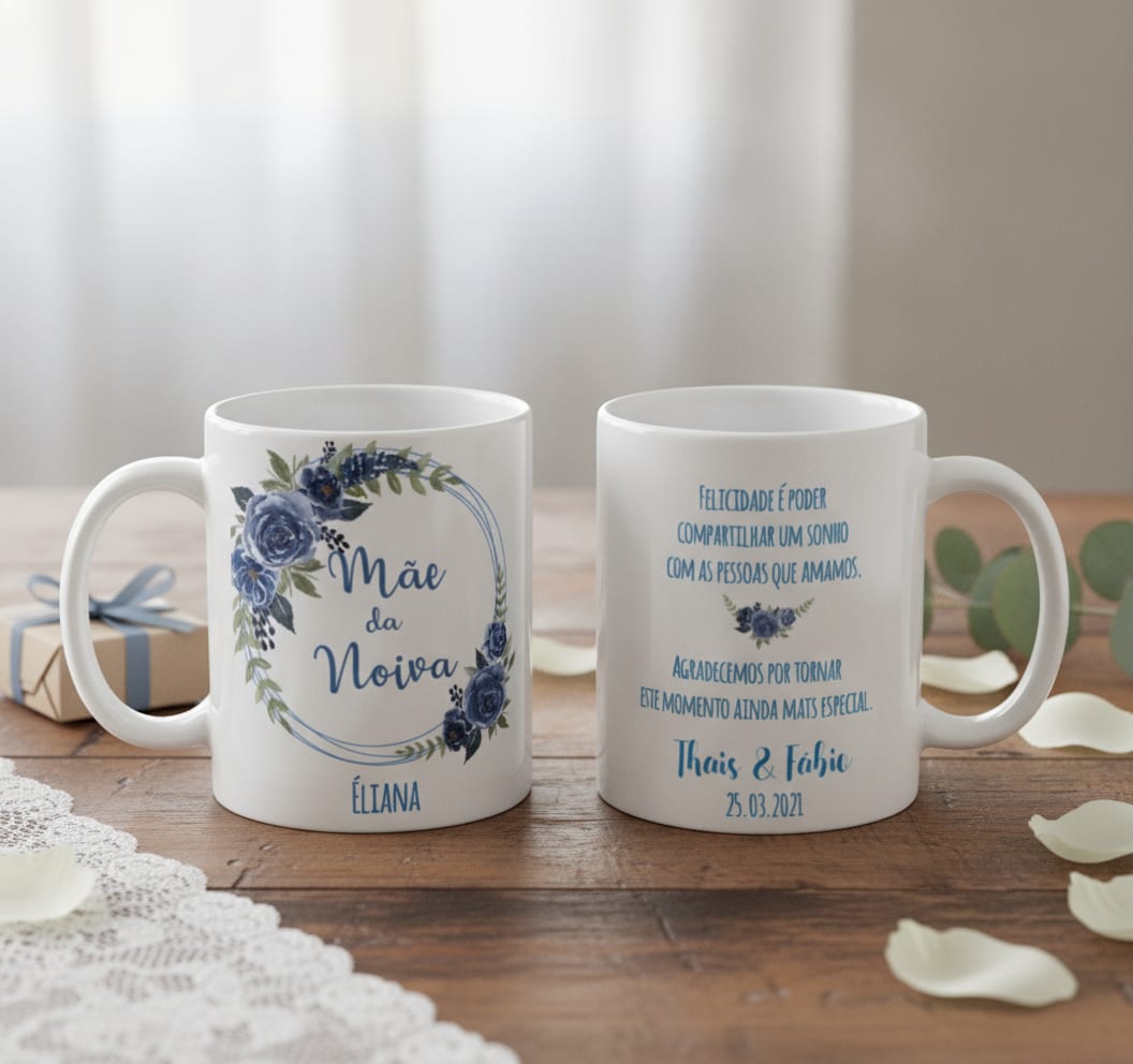 Caneca Personalizada Mãe da Noiva Casamento Azul - Casamento (Noiva)