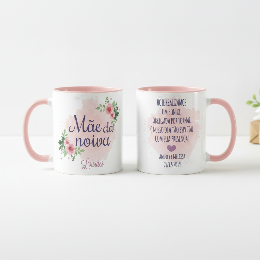 Caneca Personalizada Mãe da Noiva Casamento Floral - Casamento (Noiva)