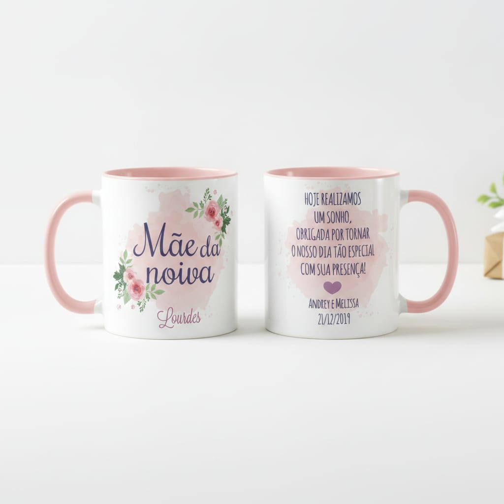 Caneca Personalizada Mãe da Noiva Casamento Floral - Casamento (Noiva)