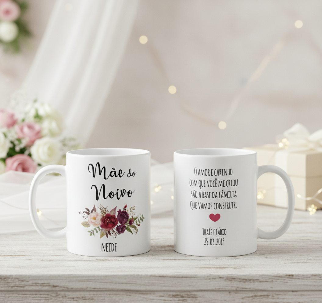 Caneca Personalizada Mãe da Noivo Casamento Marsala - Casamento (Noivo)