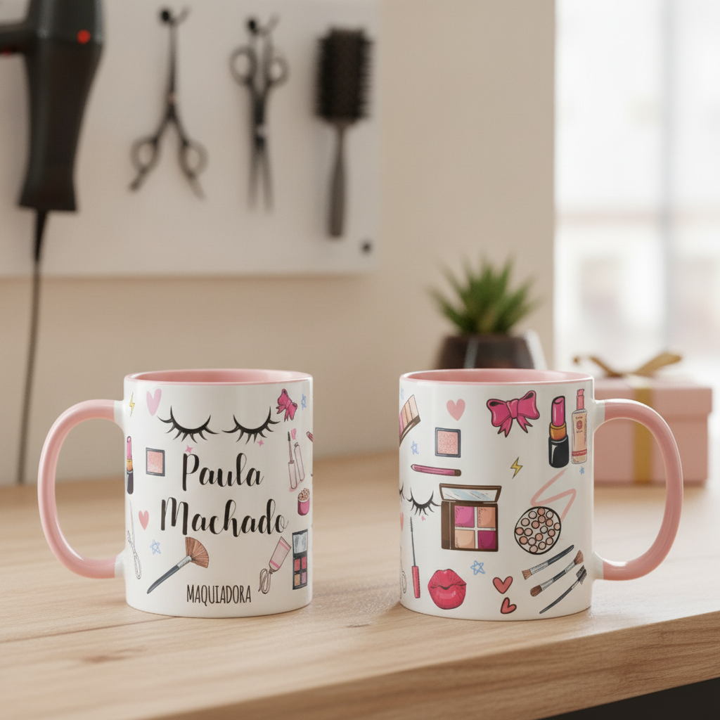 Caneca Personalizada Maquiadoras Maquilagem com o Nomes