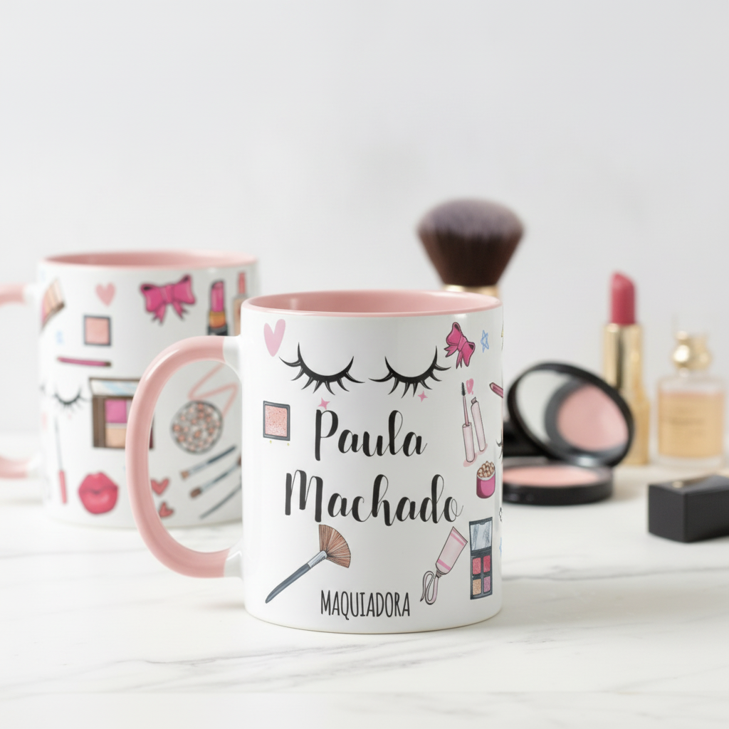 Caneca Personalizada Maquiadoras Maquilagem com o Nomes