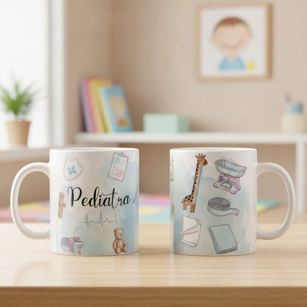 Caneca Medicina Pediatra Pronta Entrega Presente Médico Profissões - Profissões (Médico(a))