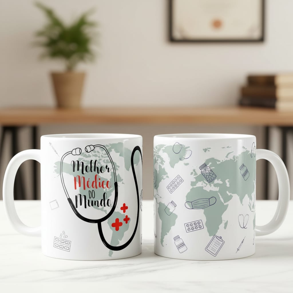 Caneca Personalizada Melhor Médico do Mundo - Profissões (Médico(a))