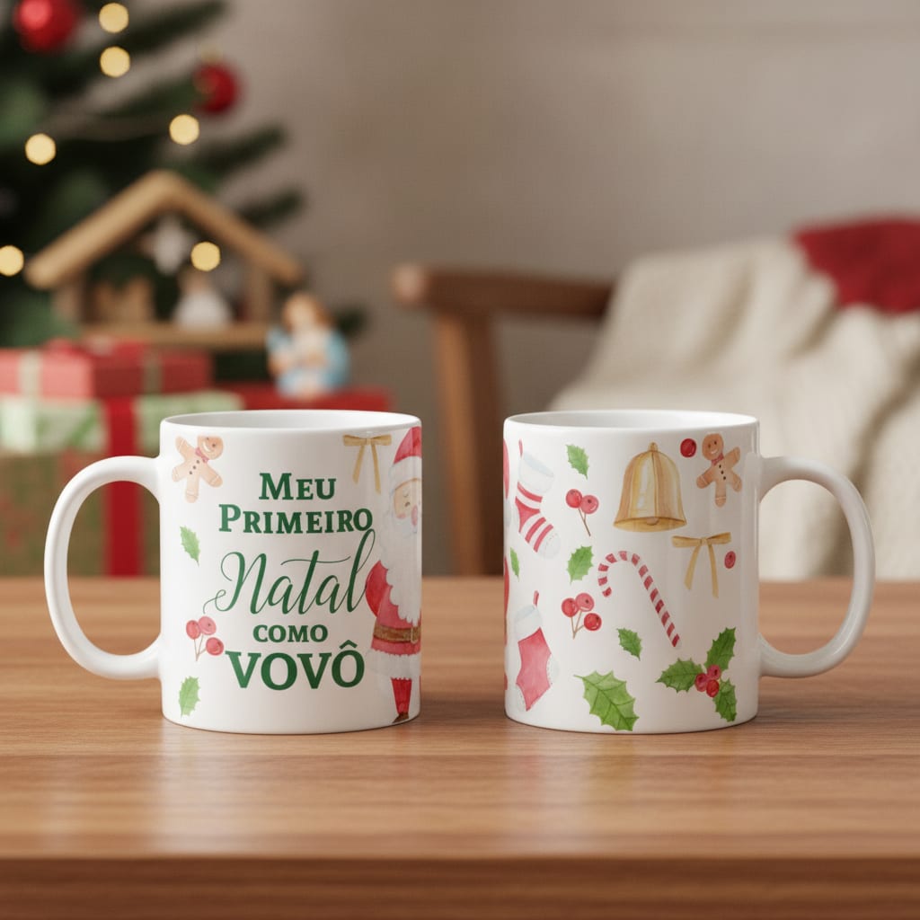 Caneca Personalizada Meu Primeiro Natal Como Vovô - Família (Vovô/Avô)