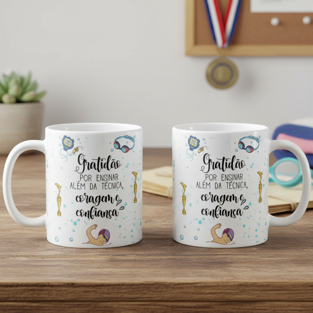 Caneca Personalizada Natação Lembrança Mimo Dia Professor