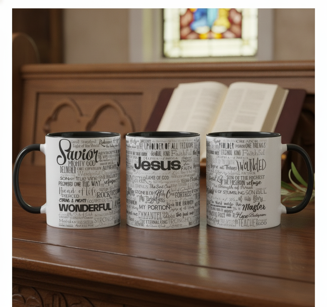 Caneca Personalizada Os Nomes De Jesus Preto - Religioso (igreja)