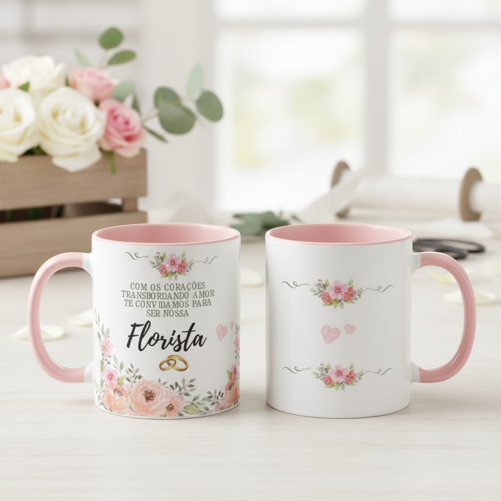 Caneca Personalizada para Convidar Florista de Casamento - Casamento (Florista)
