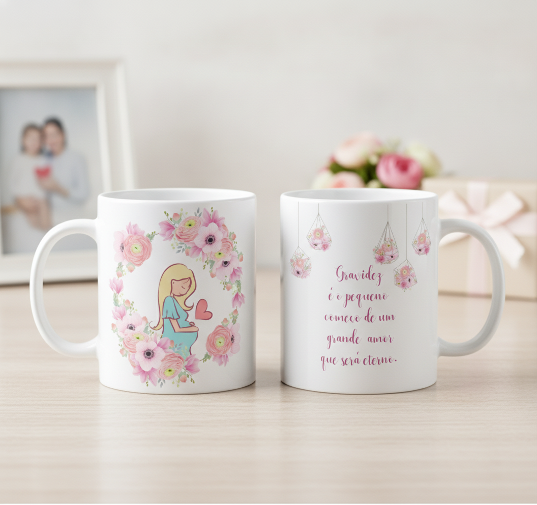 Caneca Personalizada para Grávida - Dia das Mães - Família (Mãe)