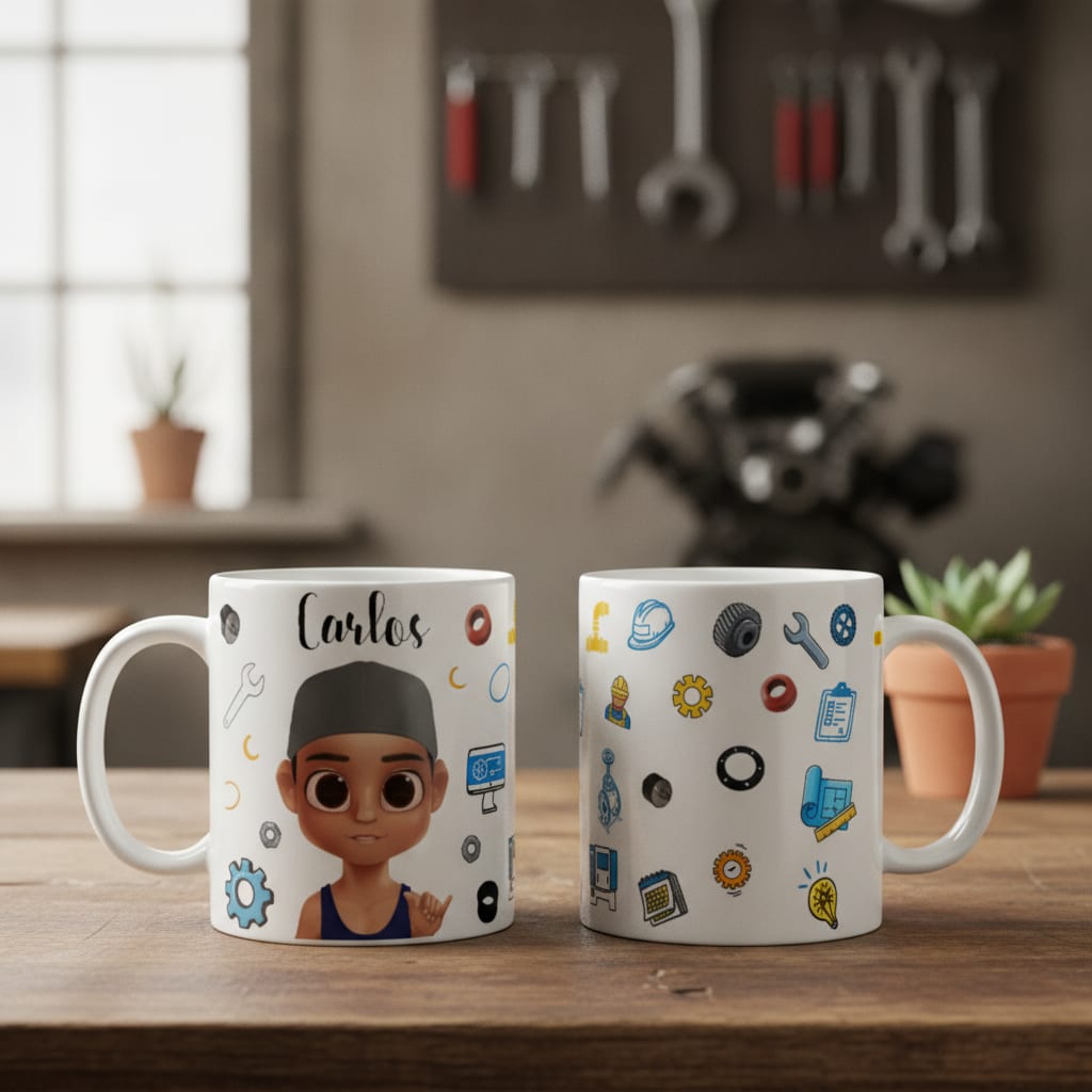 Caneca Personalizada para Operador de Máquinas com Avatar - Profissões (Operador de Máquinas)