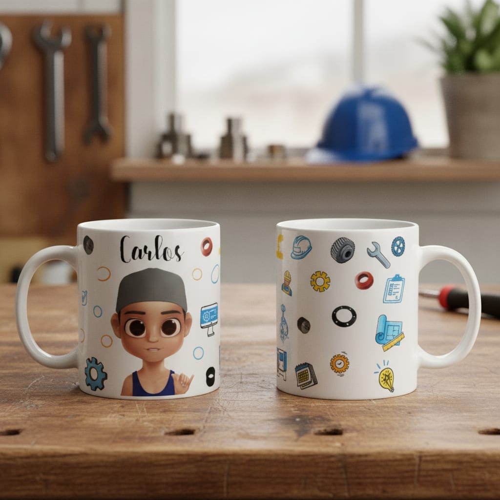 Caneca Personalizada para Operador de Máquinas com Avatar