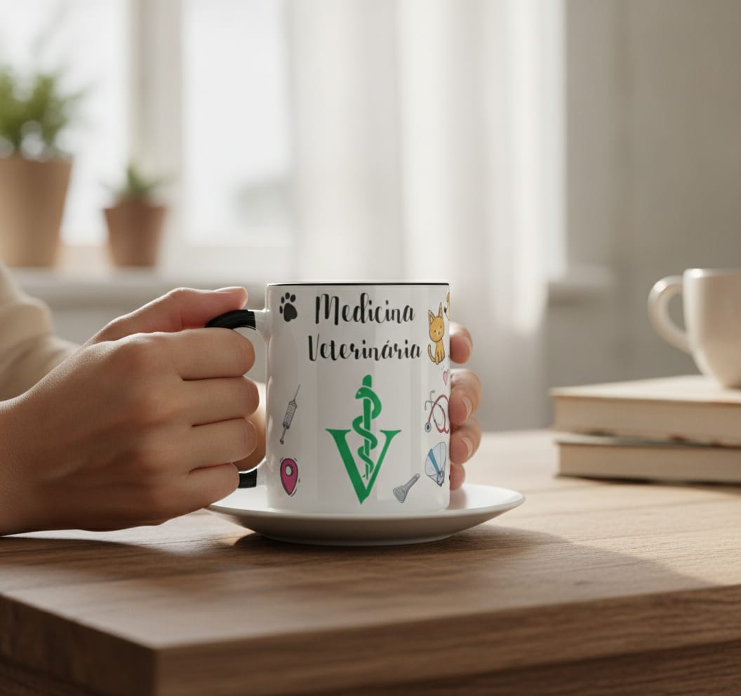 Caneca Medicina Veterinária Pronta Entrega Profissões Veterinário Presente