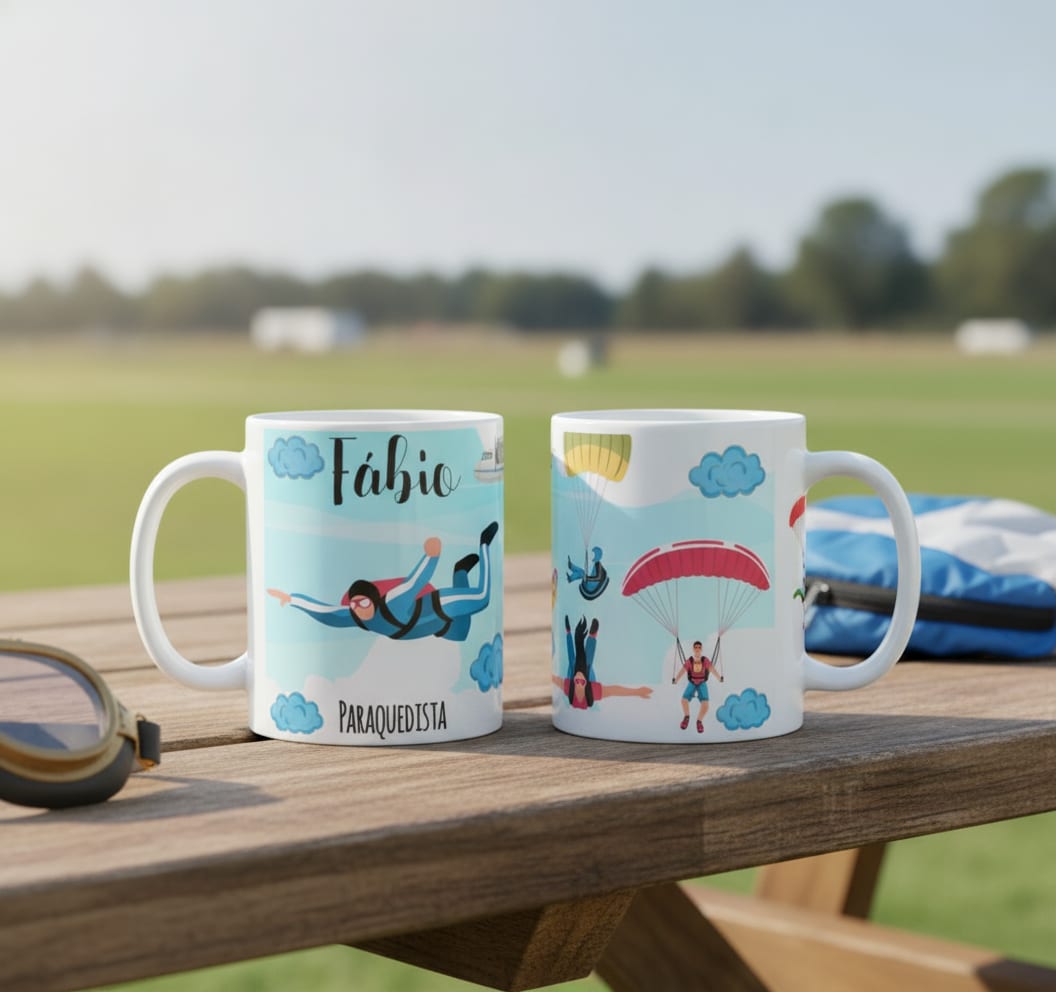Caneca Personalizada Paraquedas Criativo Paraquedista Esporte - Hobbies (Esportista)