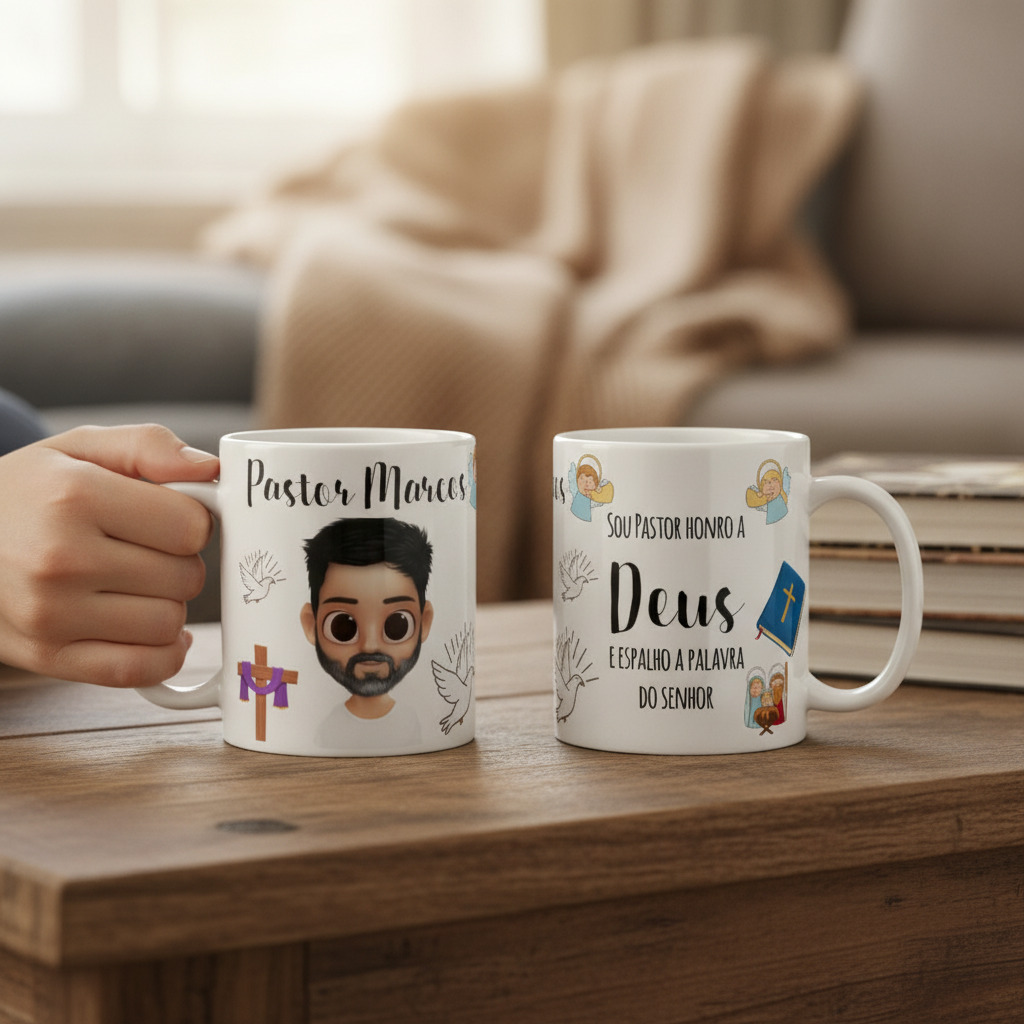 Caneca Personalizada Pastor - Padre com Nome e Avatar