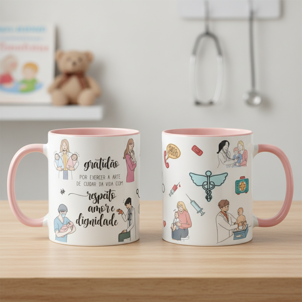 Caneca Personalizada Pediatria Presente Médicina Pediátria  - Rosa - Profissões (Pediatra)