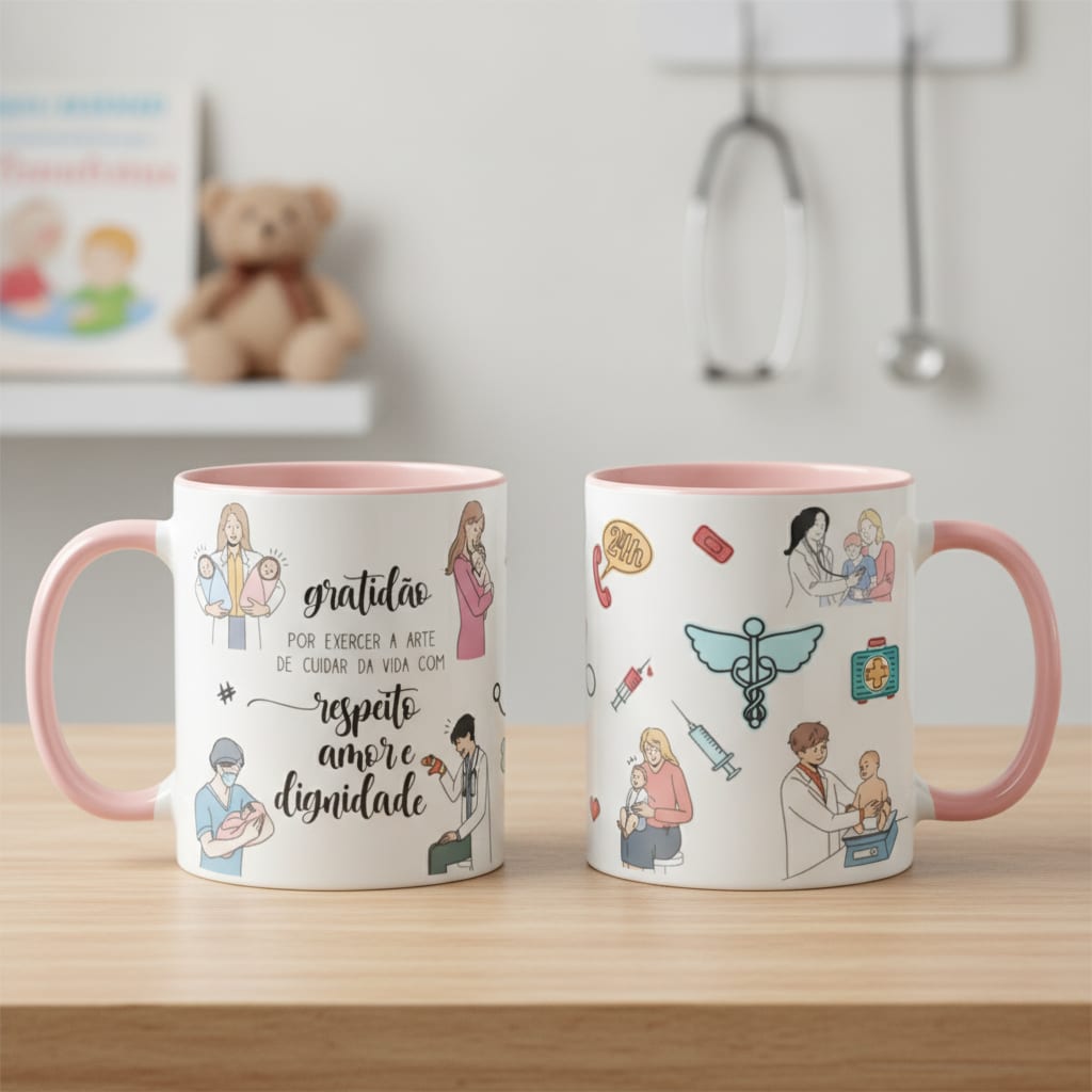 Caneca Personalizada Pediatria Presente Médicina Pediátria  - Rosa - Profissões (Pediatra)