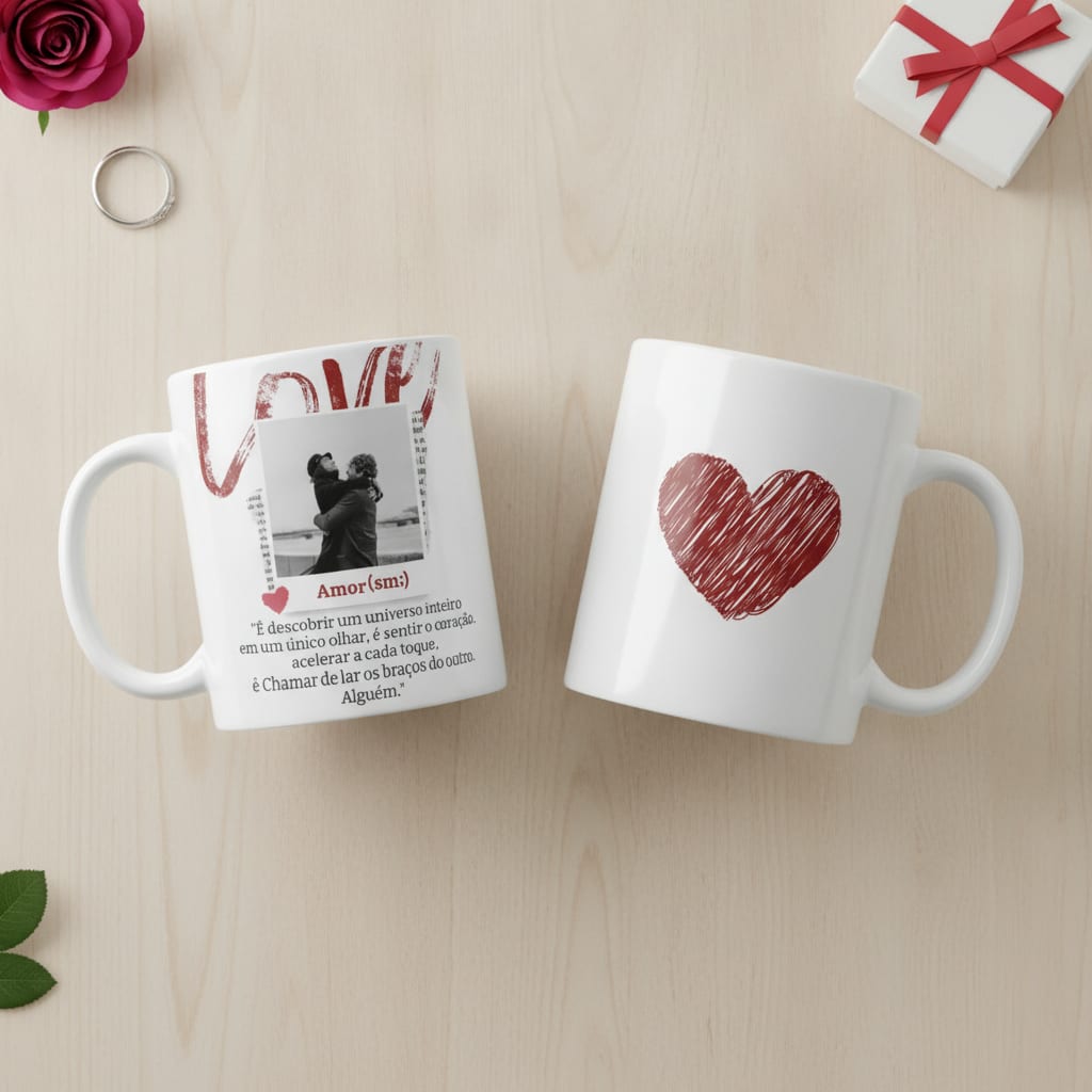 Caneca Personalizada Presente Amor com Foto e Frase - Família (Casal)