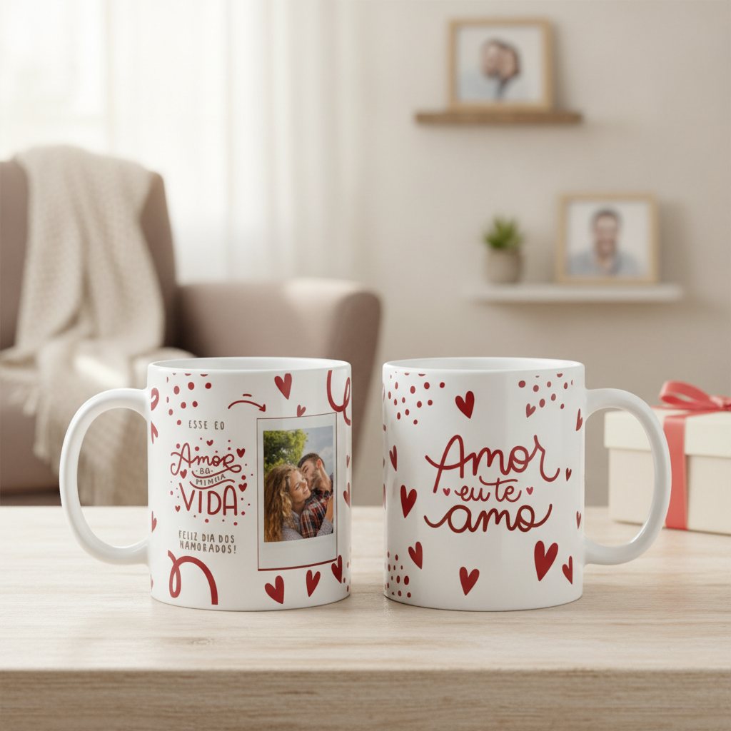 Caneca Personalizada Presente Amor da Minha Vida com Foto - Família (Casal)