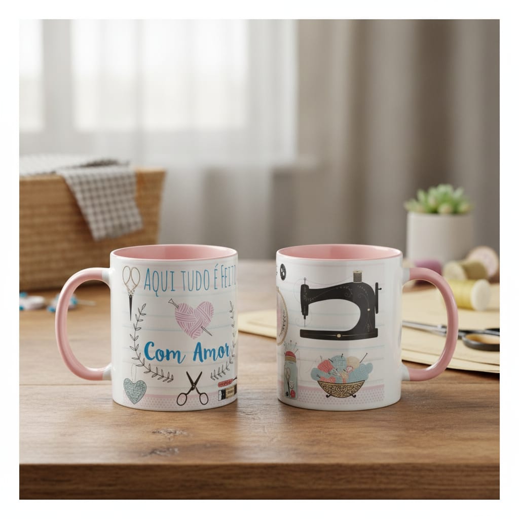 Caneca Personalizada Presente Artesã Tudo Feito com Amor - Profissões (Artesã(o))
